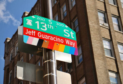 A portion of 13th Street in Philadelphia's Gayborhood has been renamed for Jeff Guaracino, the 48-year-old CEO of Visit Philadelphia, who died in December of 2021. (Emma Lee/WHYY)