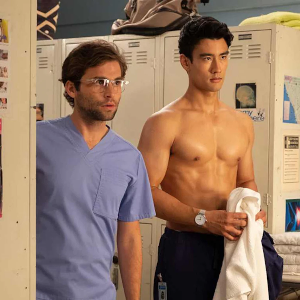 ABC's Grey's Anatomy Nico (Alex Landi) and Schmitt (Jake Borelli)