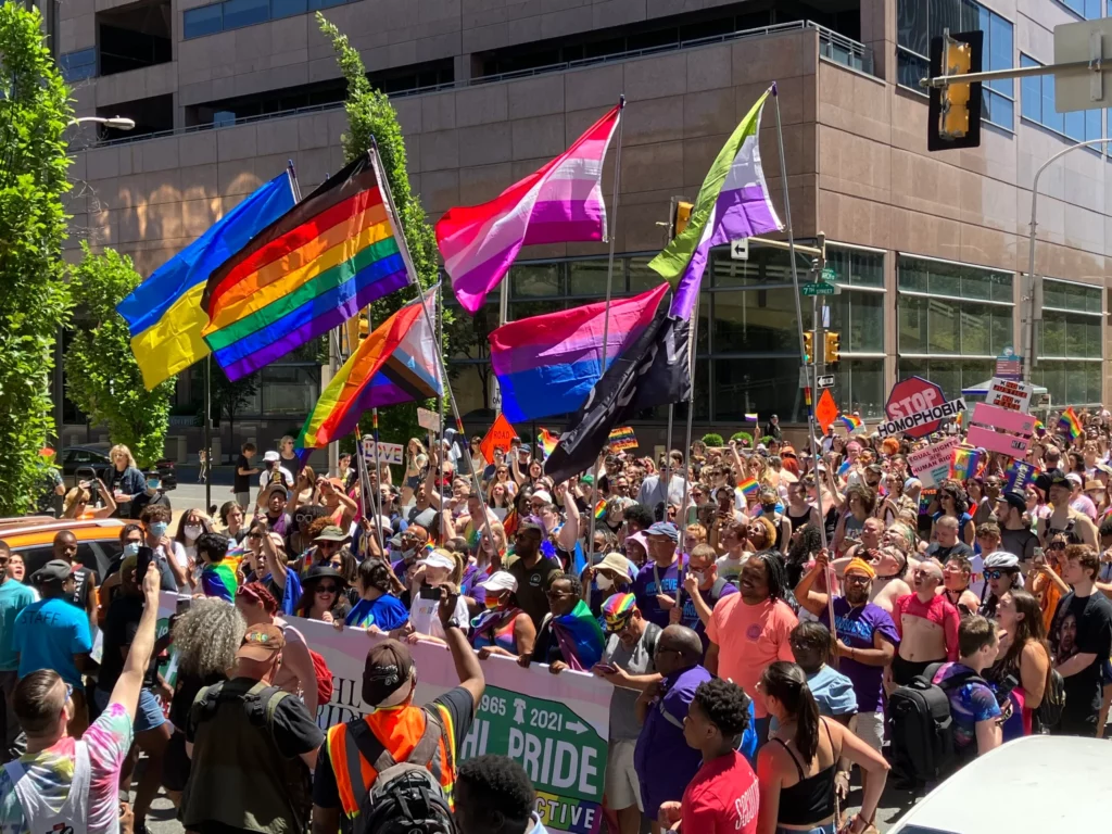 The LGBTQ+ community marches for Pride.