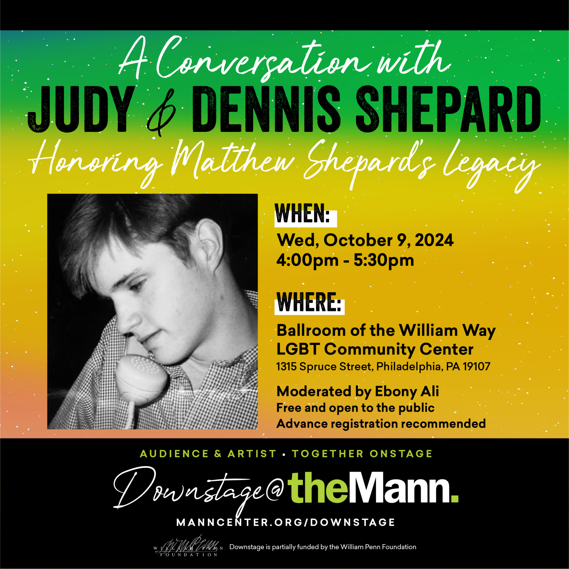 A Conversation with Judy & Dennis Shepard Honoring Matthew Shepard's